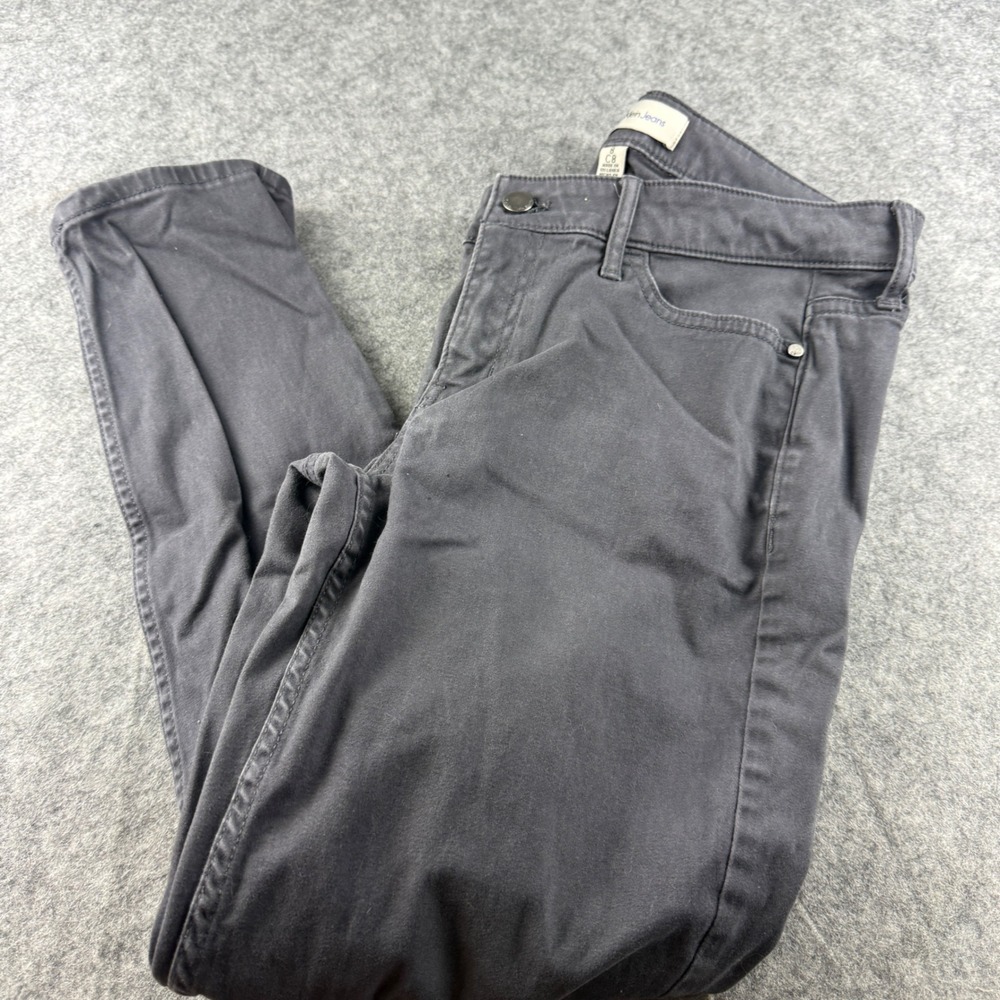 Calvin Klein Jeans Womens 8 Ankle Skinny Pants Dark Grey Charcoal Stretch Denim